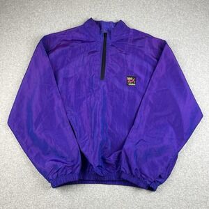 Vintage Surf Style Jacket Mens Large 1/4 Zip Iridescent Windbreaker Pockets 90s